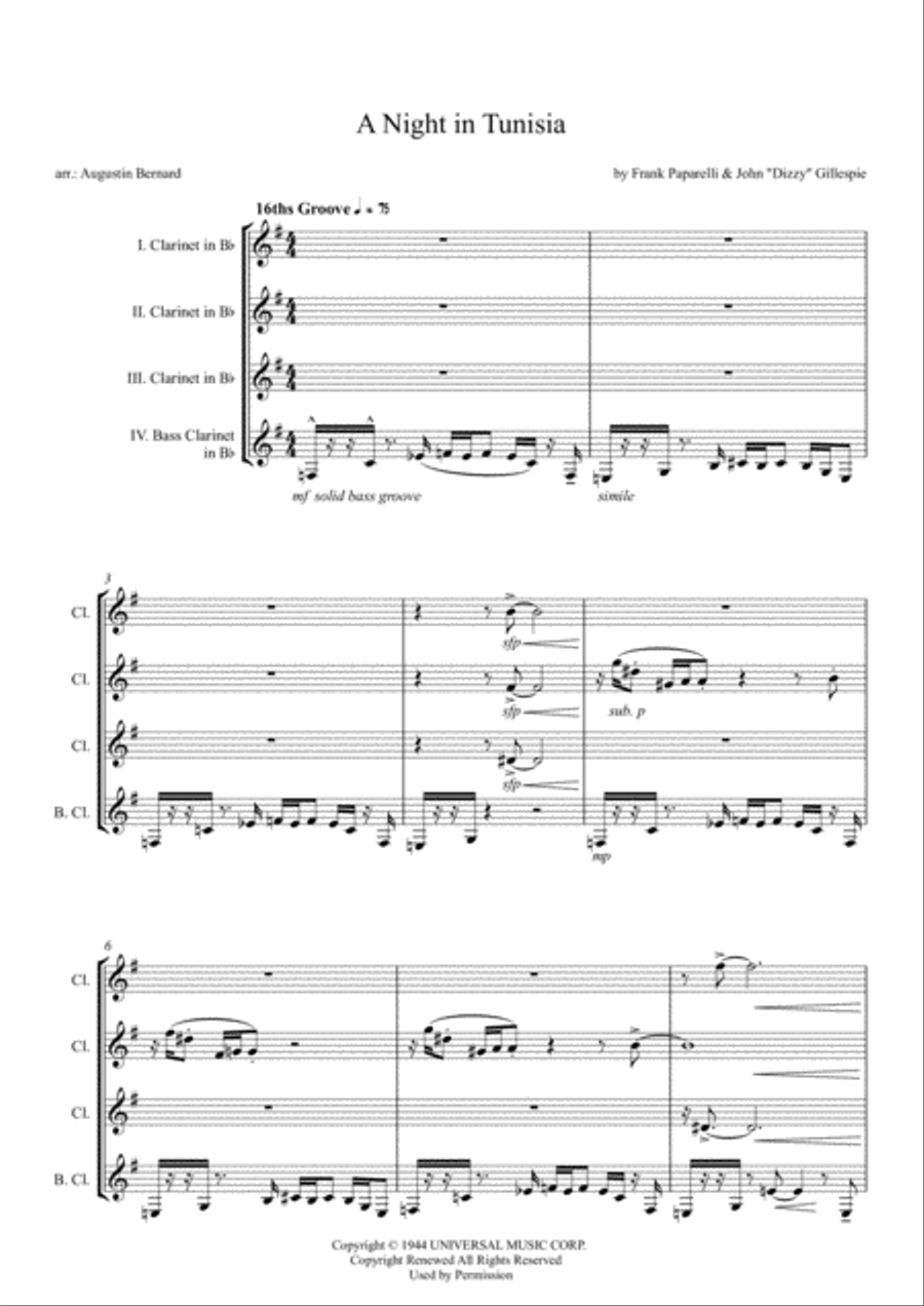 A Night In Tunisia Woodwind Quartet scores gallery preview page 2