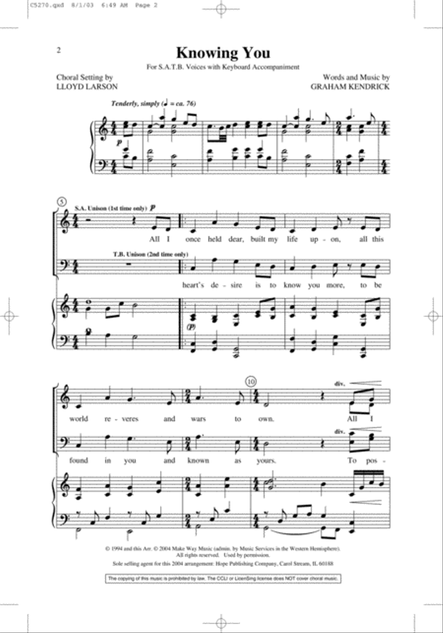 Knowing You Knowing You 4-Part scores gallery preview page 2