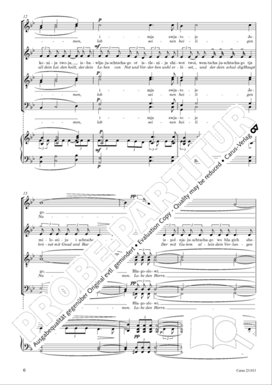 Liturgy of St. John Chrysostom op. 31 for mixed choir a cappella (Chrysostomos-Liturgie op. 31 fur Chor a cappella mit singbarem deutschem Text)