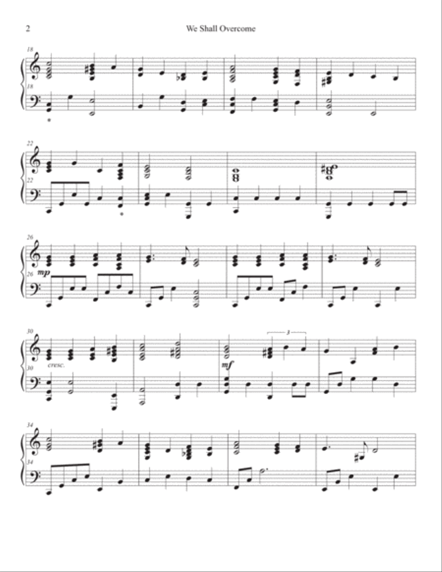 We Shall Overcome Piano Solo scores gallery preview page 2