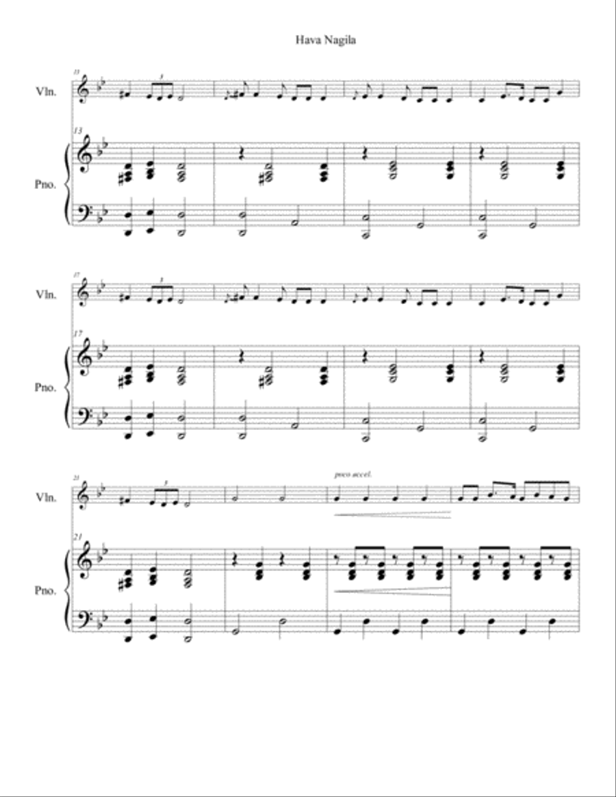 Hava Nagila Violin Solo scores gallery preview page 2