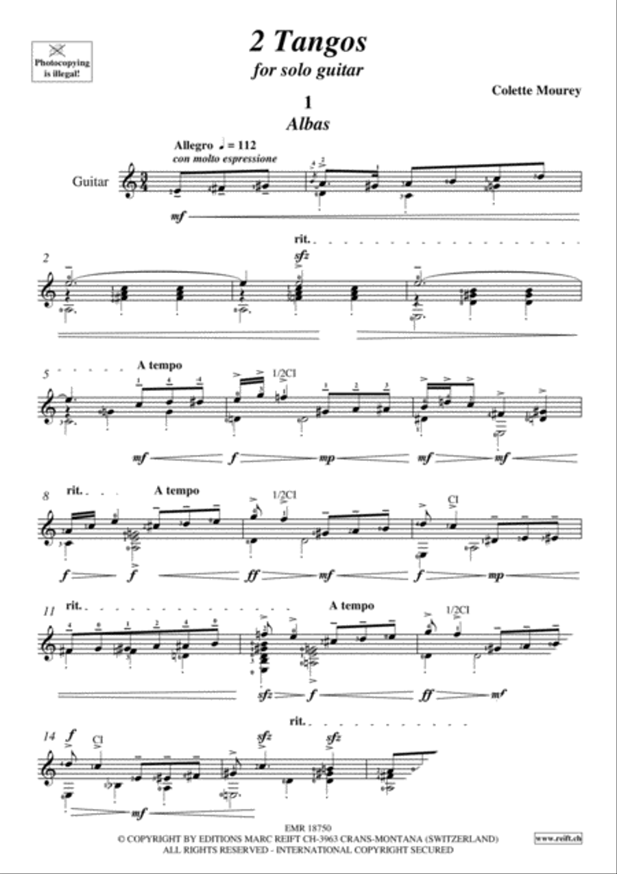 2 Tangos Classical Guitar scores gallery preview page 3