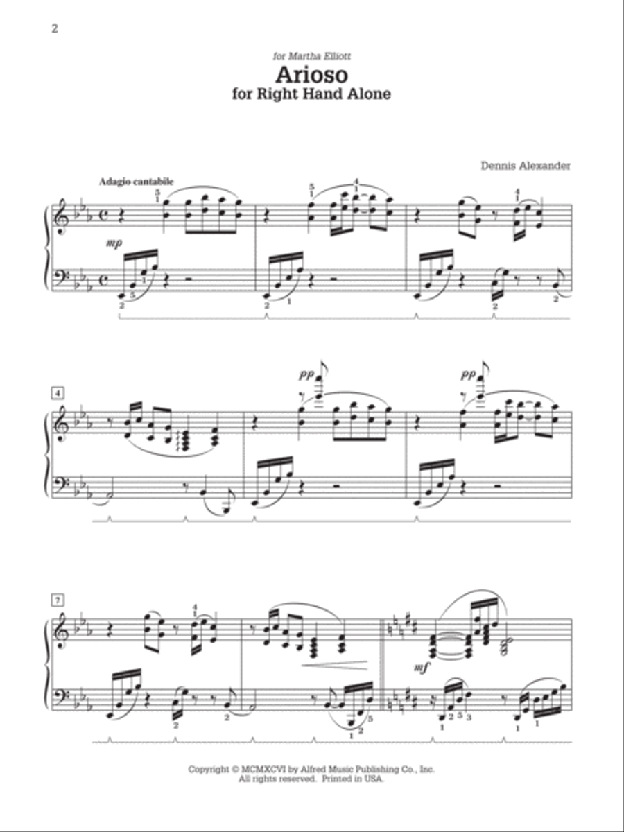 Arioso (for right hand alone) - Piano Solo