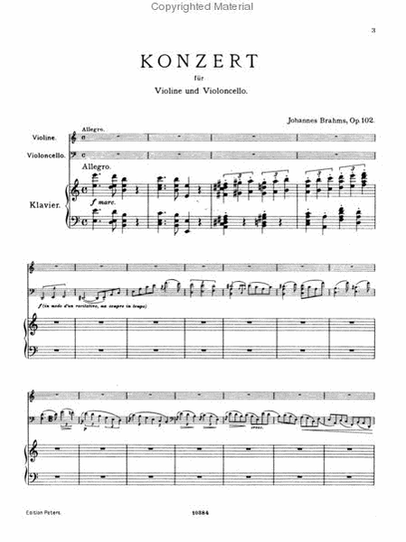 Double Concerto in A minor Op. 102 (Edition for Violin, Cello and Piano)