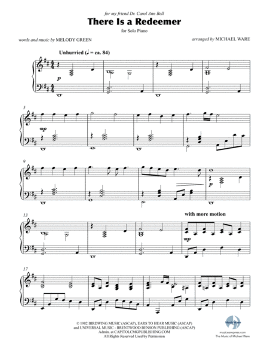 There Is A Redeemer Piano Solo scores gallery preview page 2