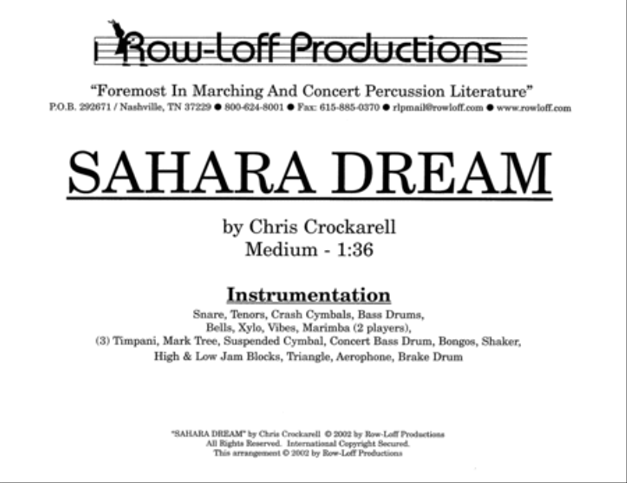 Sahara Dream w/Tutor Tracks Percussion Ensemble scores gallery preview page 2