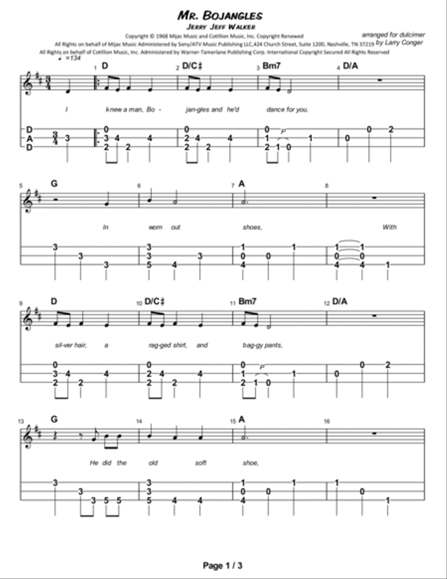 Mr. Bojangles Dulcimer scores gallery preview page 2