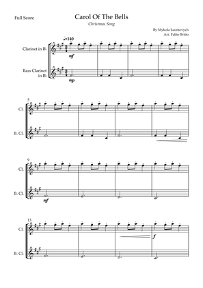 Carol Of The Bells (Christmas Song) for Clarinet in Bb & Bass Clarinet in Bb Duo