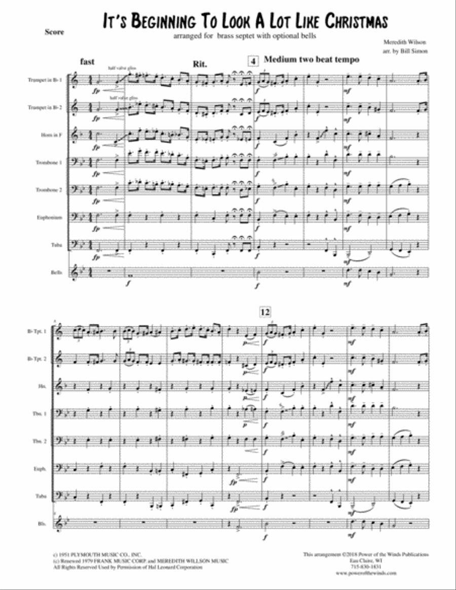 It's Beginning To Look Like Christmas Brass Ensemble scores gallery preview page 1