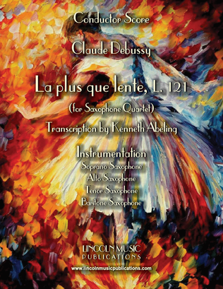 Book cover for Debussy – La plus que lente (for Saxophone Quartet SATB)