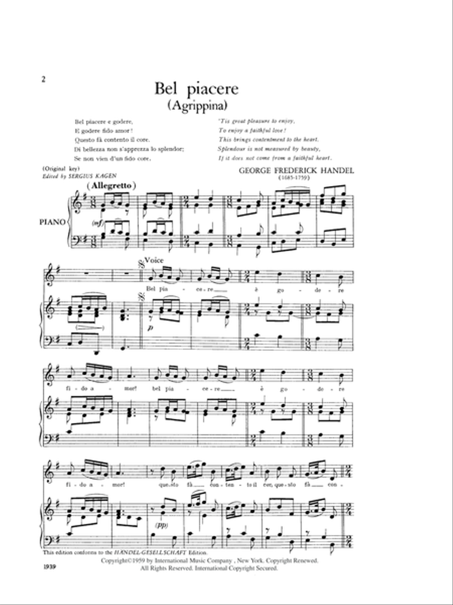 Bel Piacere (Agrippina) - High High Voice scores gallery preview page 2