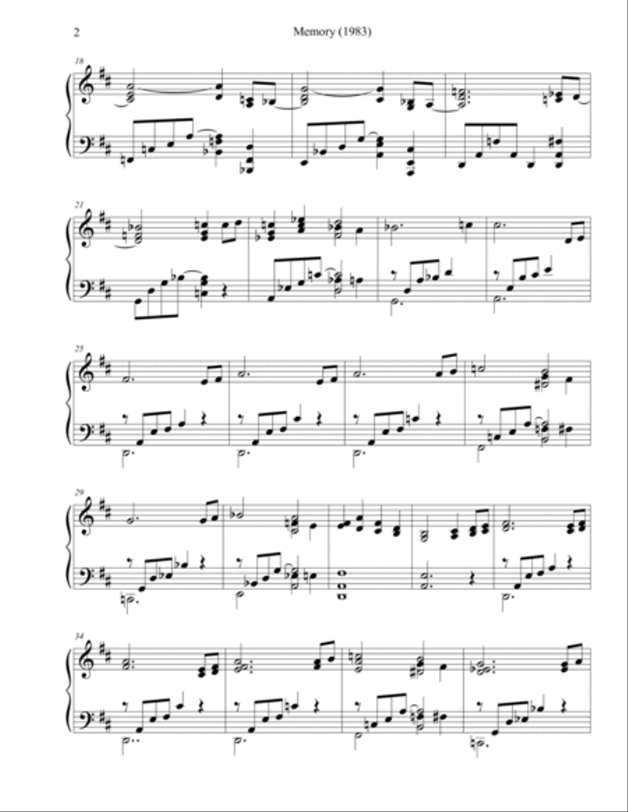 Memory (1983) Piano Solo scores gallery preview page 2
