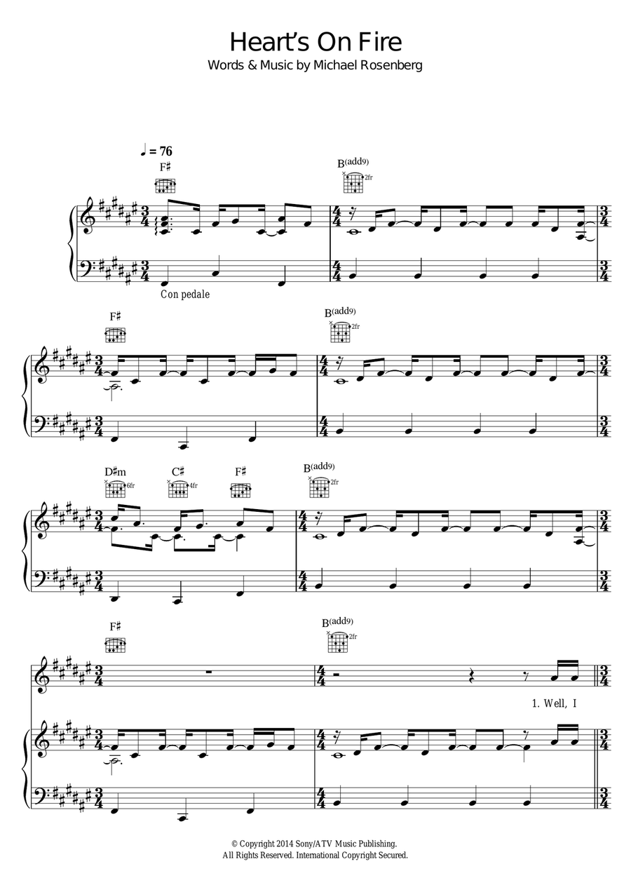 Heart's On Fire Heart's On Fire Piano, Vocal, Guitar scores gallery preview page 1