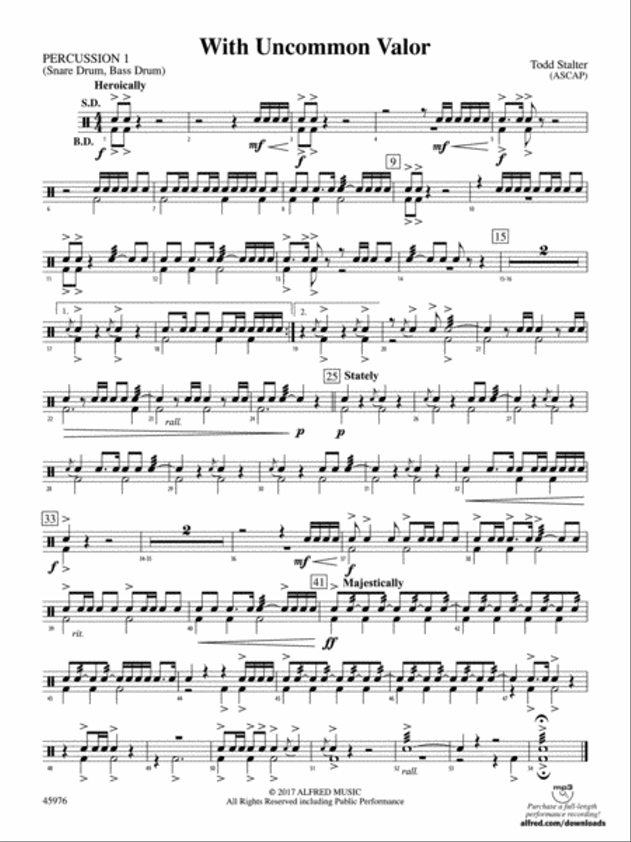 With Uncommon Valor: 1st Percussion Concert Band scores gallery preview page 1