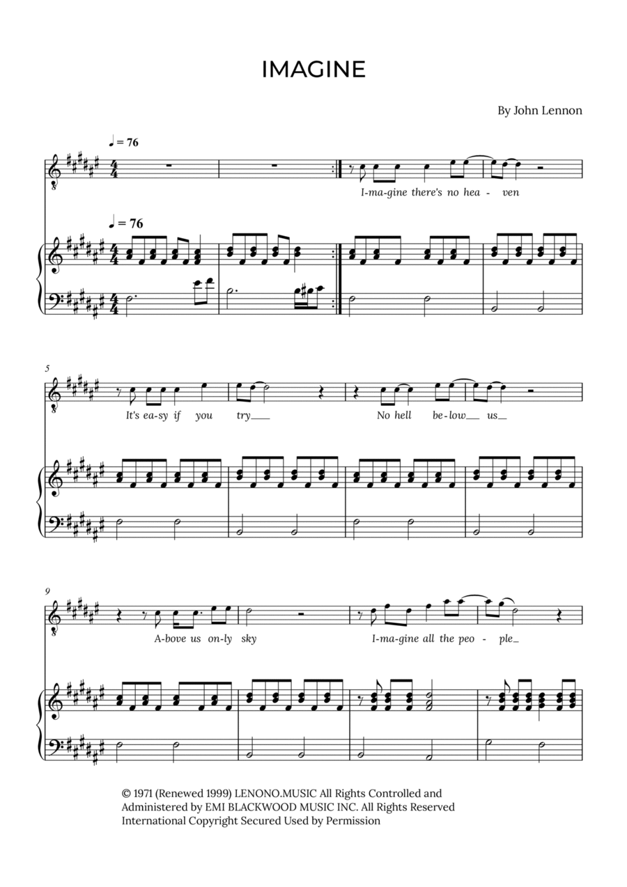 Imagine Imagine Tenor Voice scores gallery preview page 1