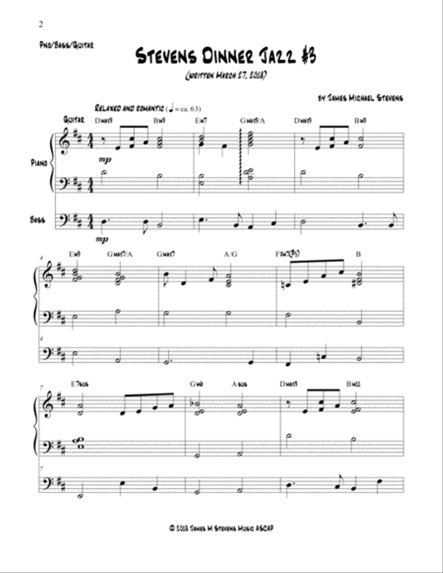 Stevens Dinner Jazz Piano and Bass - #3-5 Book Jazz Ensemble scores gallery preview page 2