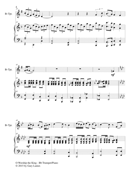 O WORSHIP THE KING (Duet – Bb Trumpet and Piano/Score and Parts) image number null