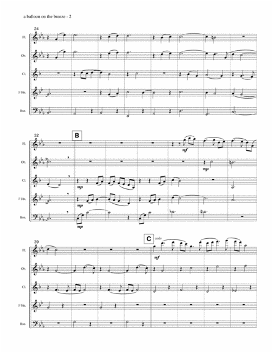 a balloon on the breeze Woodwind Quintet scores gallery preview page 5