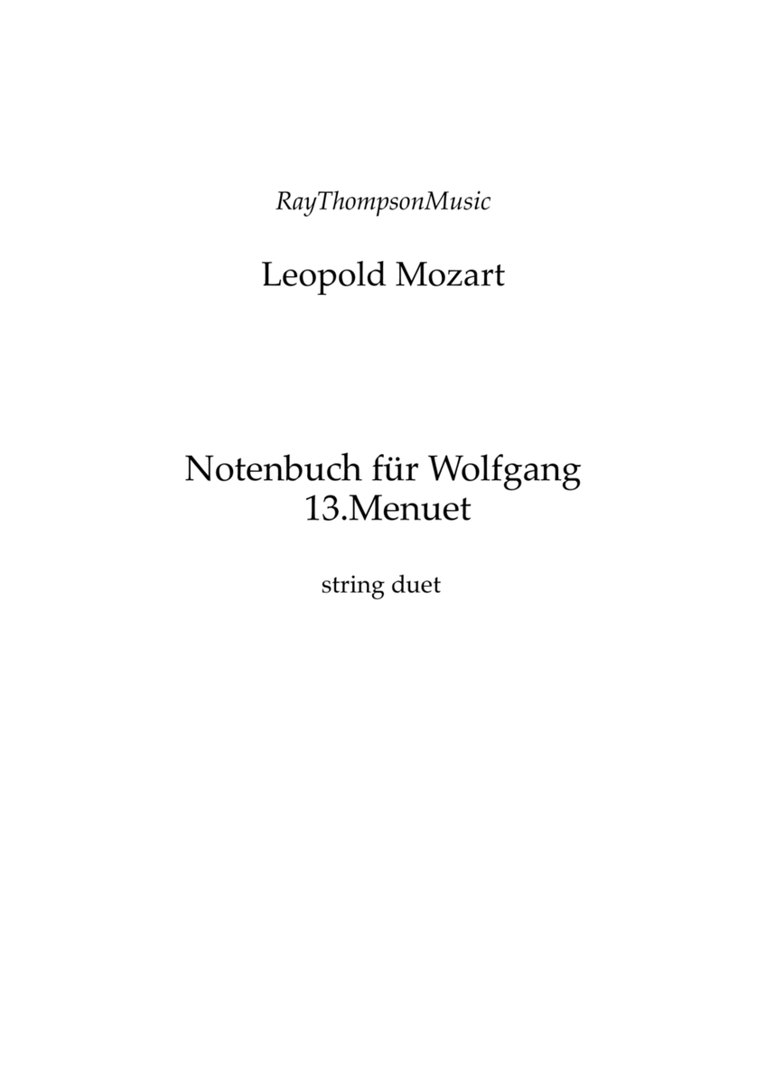 Mozart (Leopold): Notenbuch für Wolfgang (Notebook for Wolfgang) (No.13 Menuet) — string duet image number null