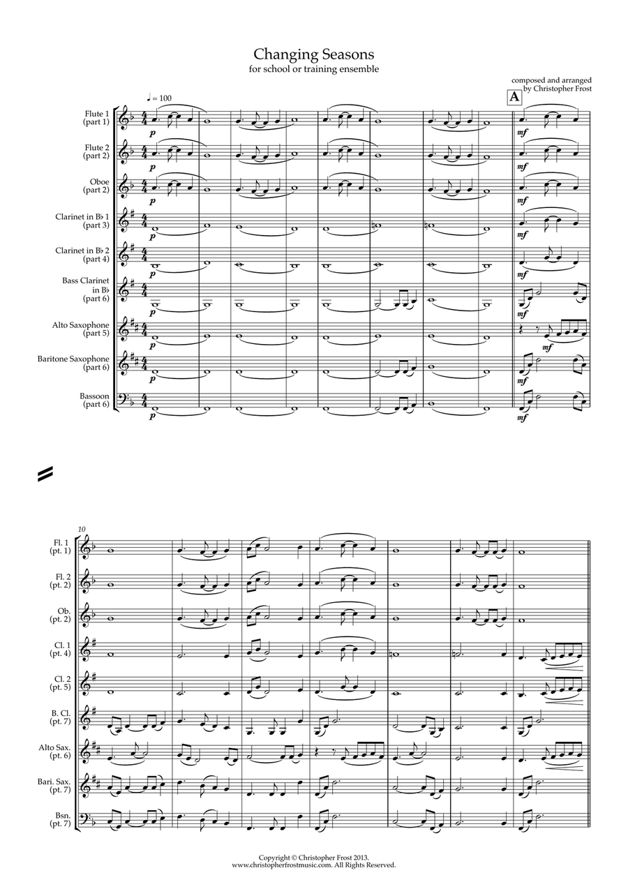 Changing Seasons (school/training ensemble) Woodwind Ensemble scores gallery preview page 1