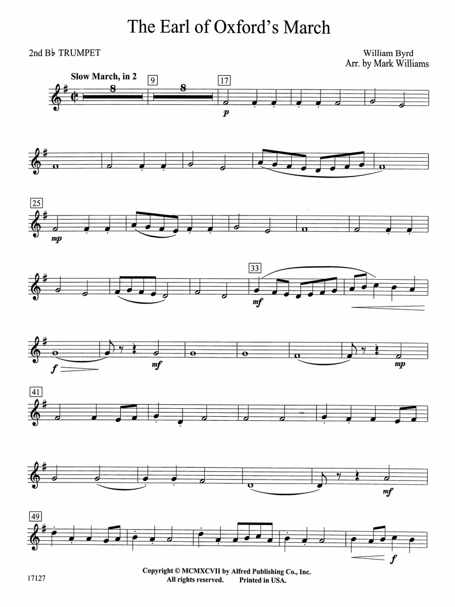 Earl of Oxford's March: 2nd B-flat Trumpet