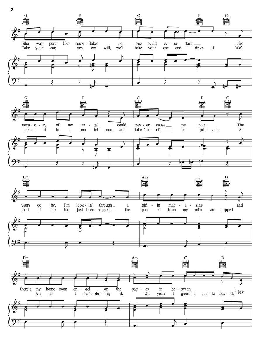Centerfold Centerfold Piano, Vocal, Guitar scores gallery preview page 2