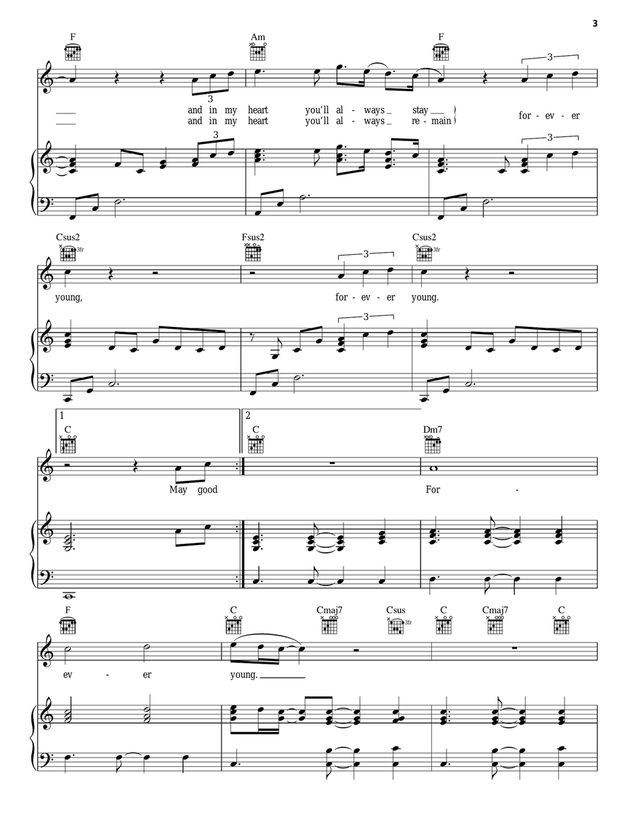 Forever Young Piano, Vocal, Guitar scores gallery preview page 3