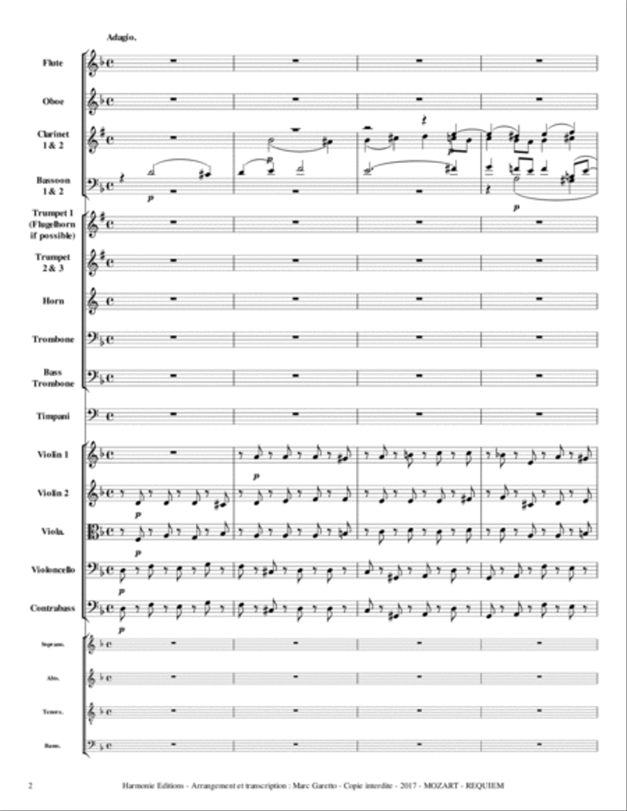MOZART - REQUIEM K. 626 - Introitus Requiem Aeternam Full Orchestra - SCORE & PARTS Full Orchestra scores gallery preview page 2