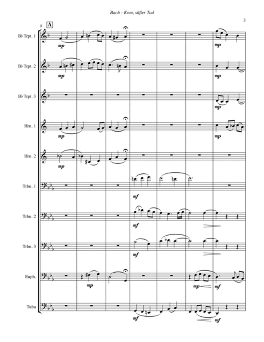 Kom, süßer Tod (Come Sweet Death) for 10-part Brass Ensemble image number null