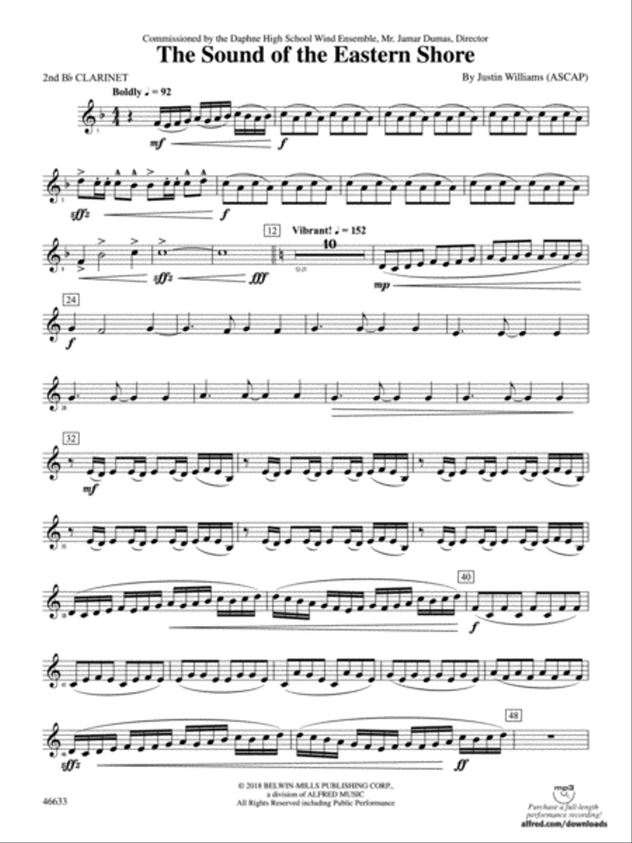 The Sound of the Eastern Shore: 2nd B-flat Clarinet Concert Band scores gallery preview page 1