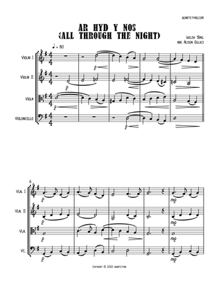Book cover for Ar Hyd Y Nos (All Through The Night) - String Quartet