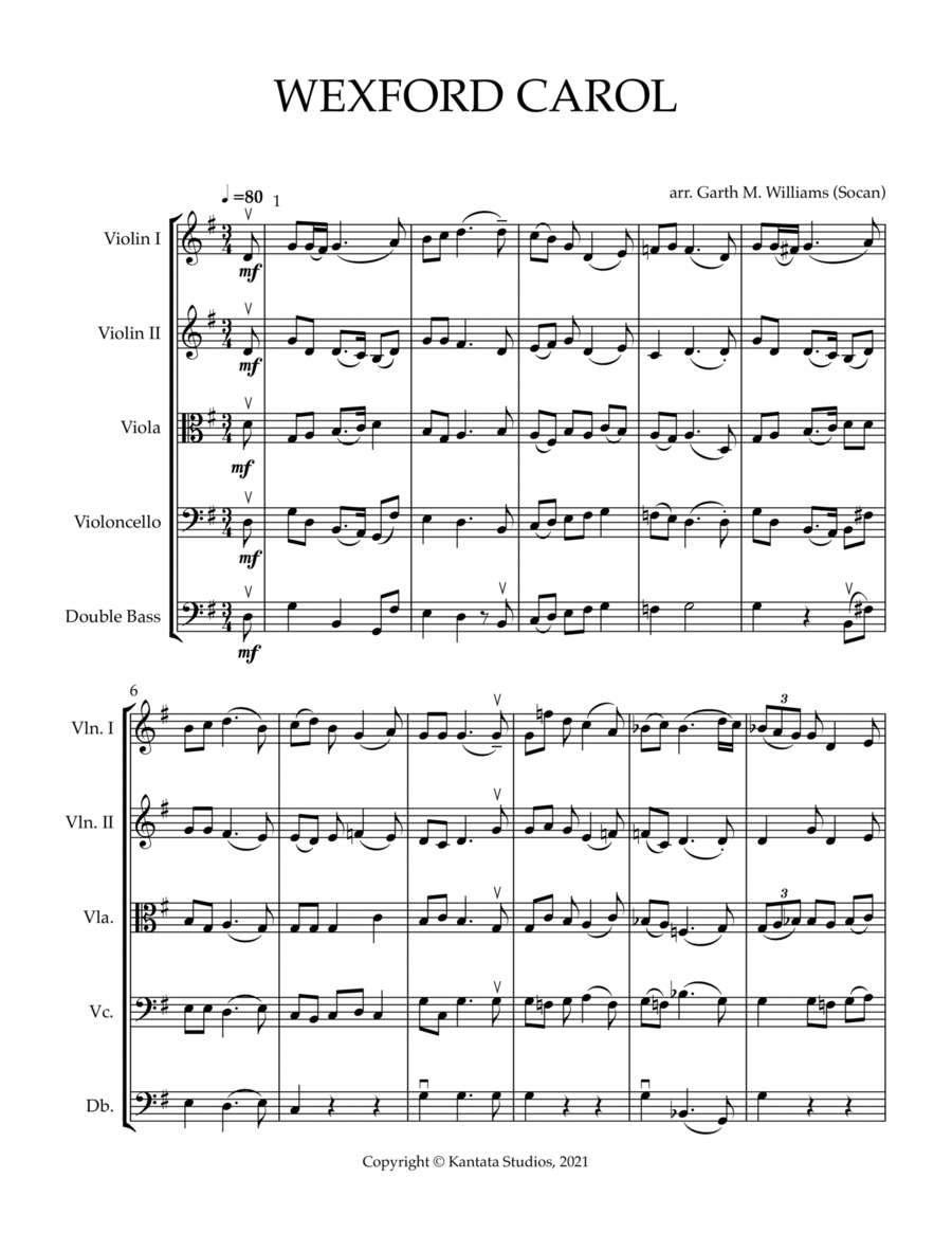 THE WEXFORD CAROL ARRANGED FOR STRING ORCHESTRA String Orchestra scores gallery preview page 1