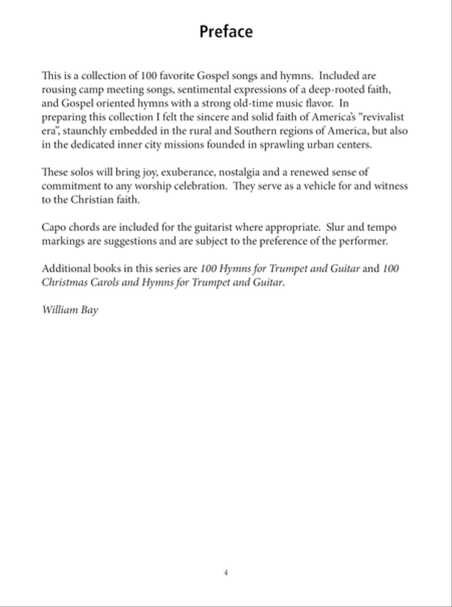 100 Gospel Songs and Hymns for Trumpet and Guitar Trumpet scores gallery preview page 5