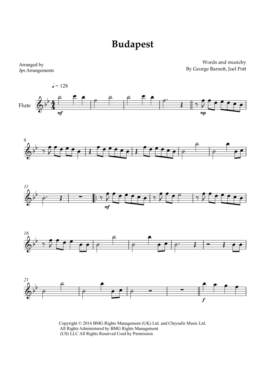 Budapest Flute Solo scores gallery preview page 1