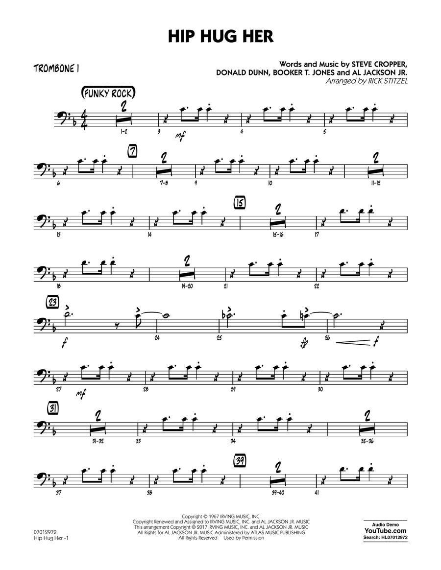 Hip Hug Her - Trombone 1 Hip Hug Her - Trombone 1 Jazz Ensemble scores gallery preview page 1