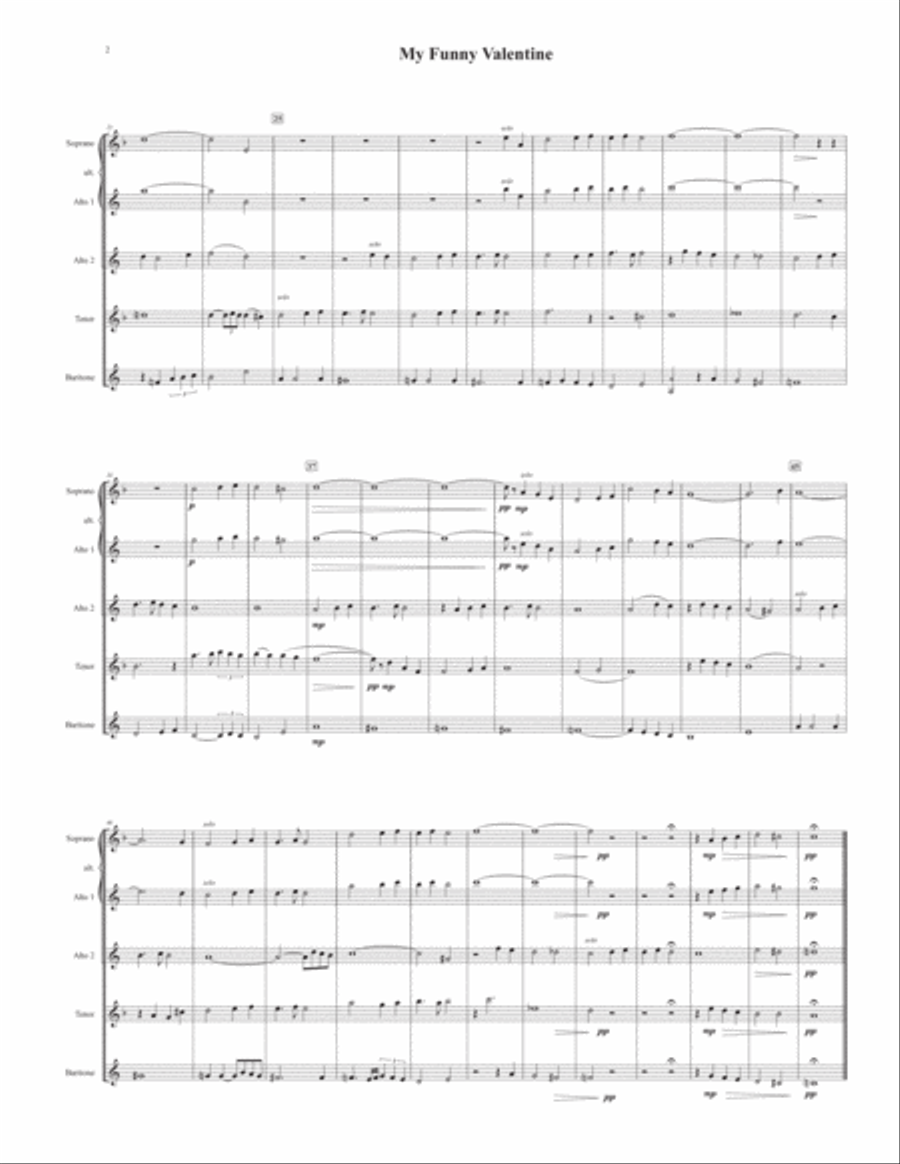 My Funny Valentine Saxophone Quartet scores gallery preview page 2