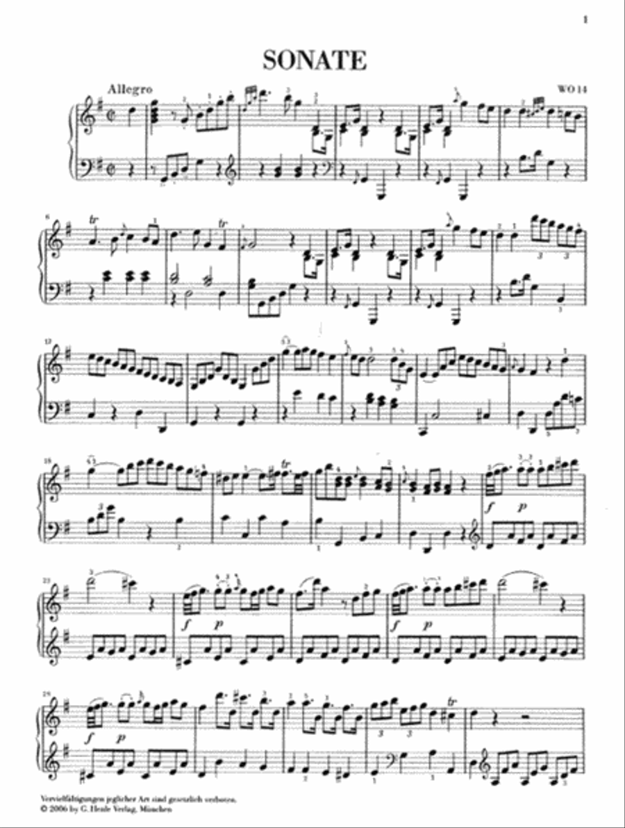 Piano Sonata in G Major WO 14 Piano Solo scores gallery preview page 2