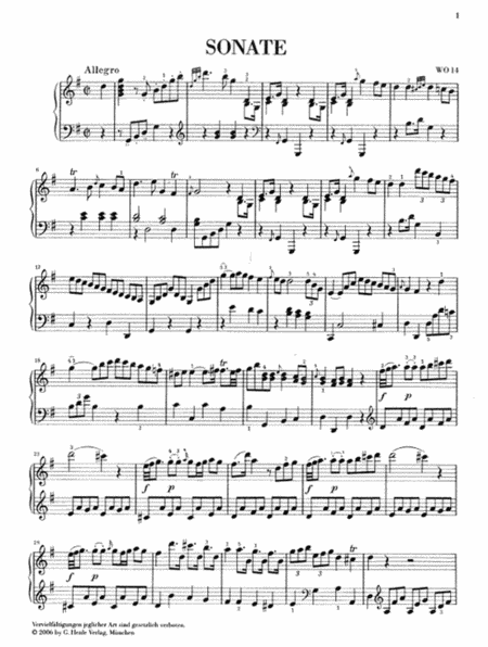 Piano Sonata in G Major WO 14