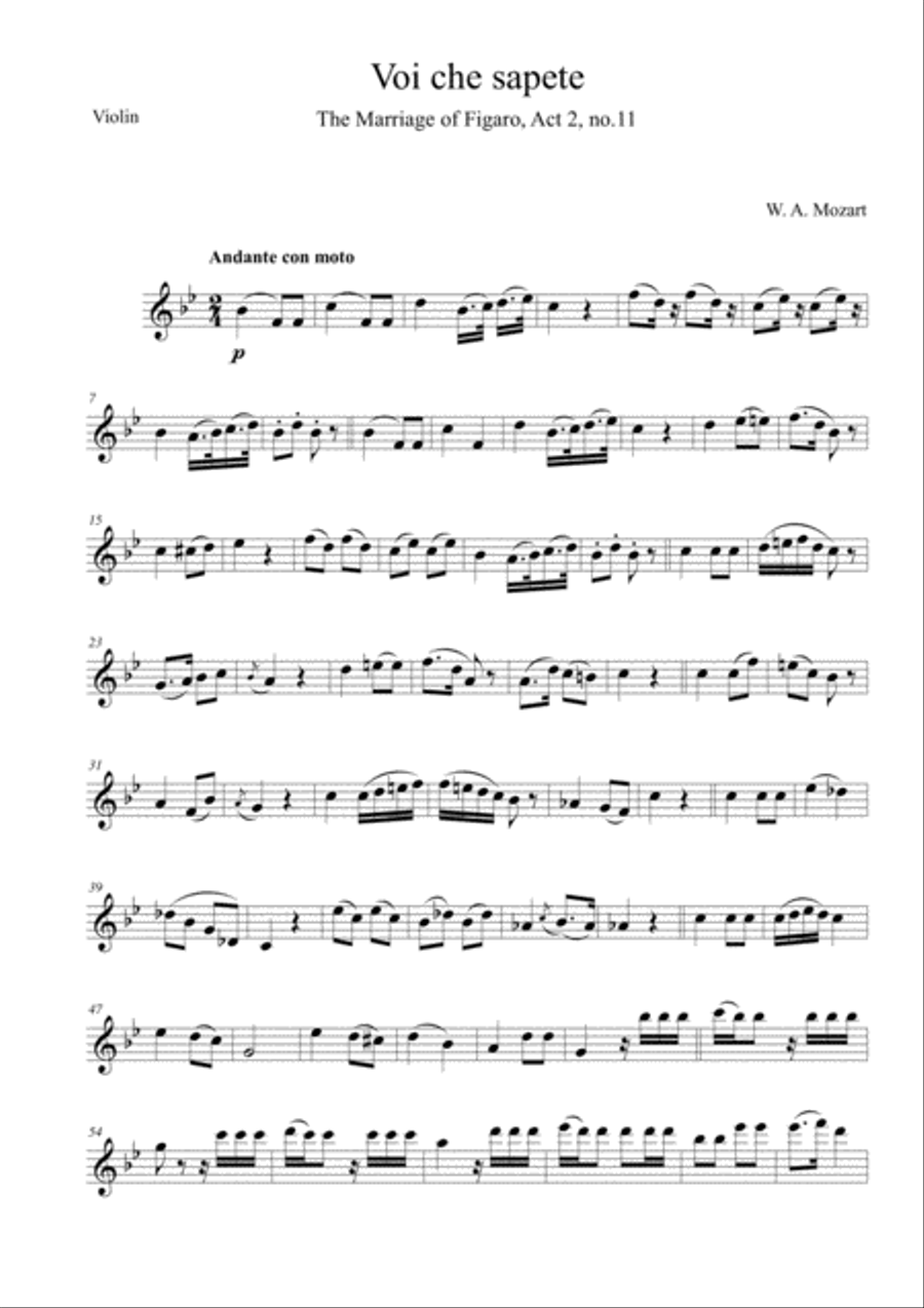 Voi che sapete (The Marriage of Figaro, Act 2 no.11) String Trio scores gallery preview page 6
