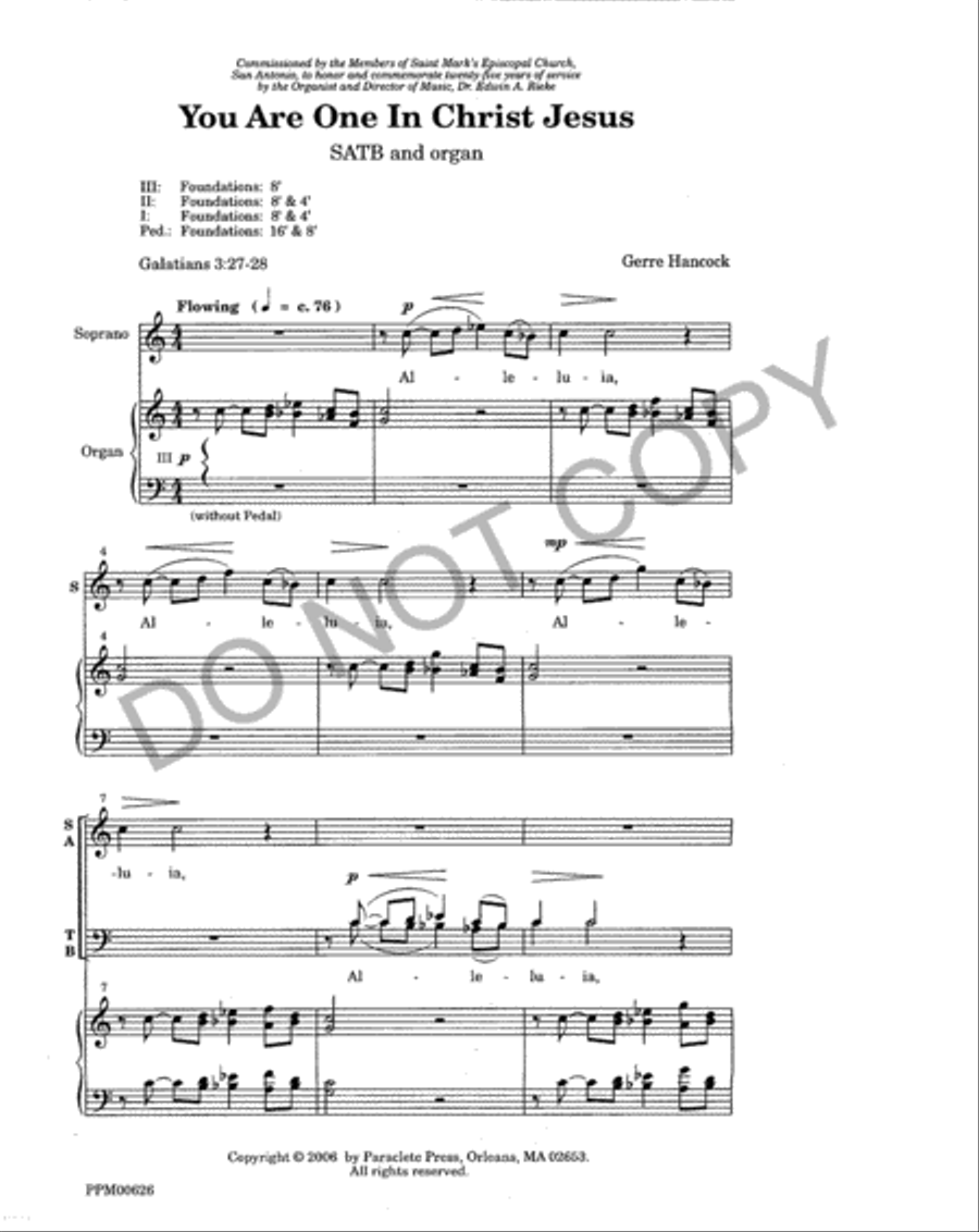 You Are One in Christ Jesus 4-Part scores gallery preview page 2