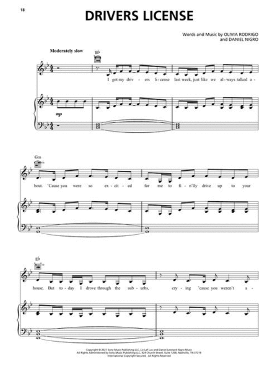 Olivia Rodrigo – Sour Piano, Vocal, Guitar scores gallery preview page 5
