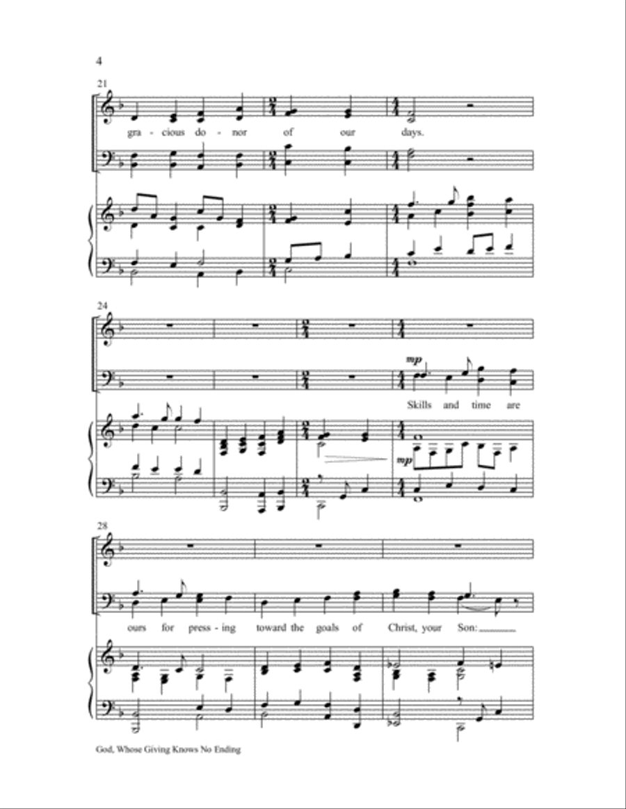 God, Whose Giving Knows No Ending 4-Part scores gallery preview page 5
