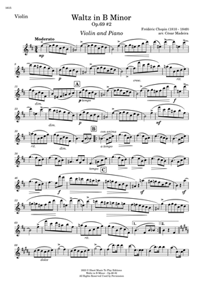 Waltz Op.69 No.2 in B Minor by Chopin - Violin and Piano (Individual Parts)