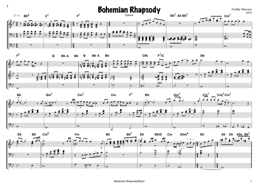 Bohemian Rhapsody Piano scores gallery preview page 1