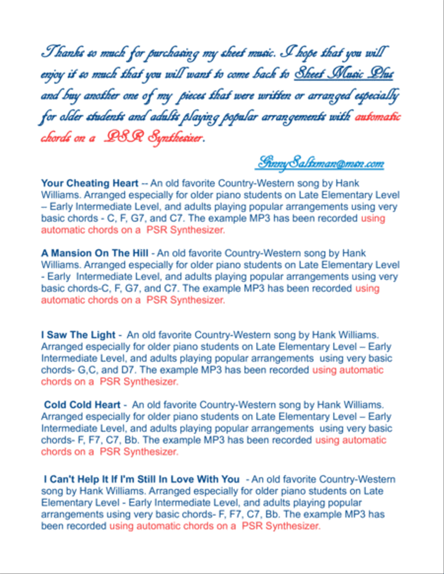 Your Cheatin' Heart Your Cheatin' Heart Voice scores gallery preview page 2
