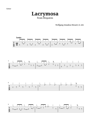 Book cover for Lacrymosa from Requiem by Mozart for Guitar TAB