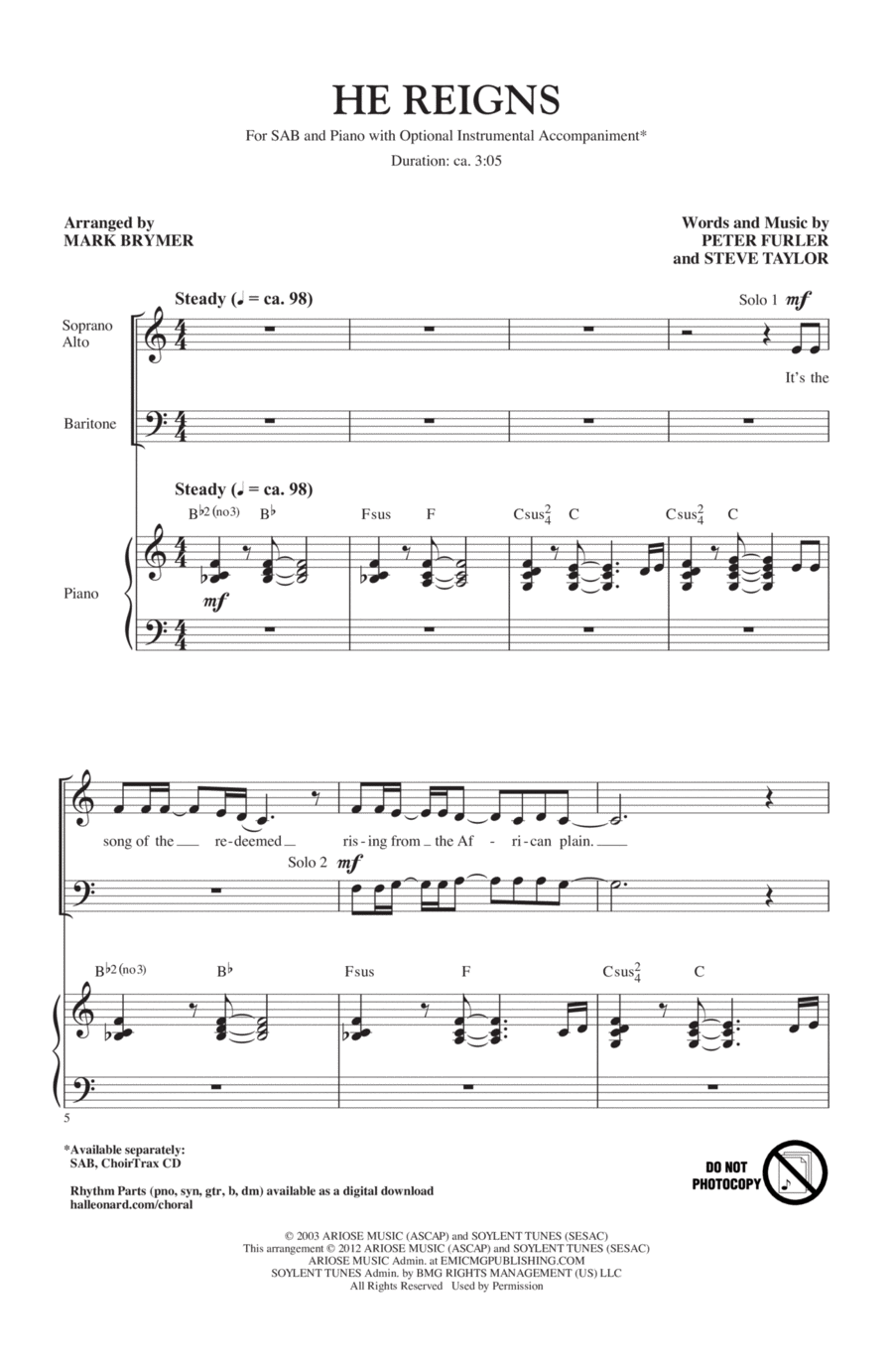 He Reigns 3-Part scores gallery preview page 1