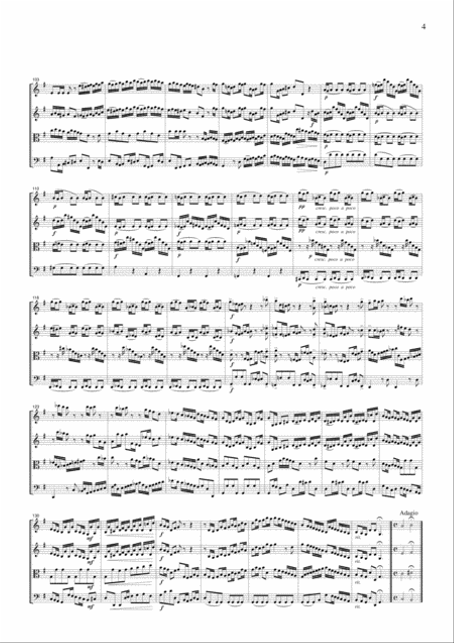 J.S.Bach Brandenburg Concerto No.3, all mvts., BWV1048, for string quartet, CB212 String Quartet scores gallery preview page 4