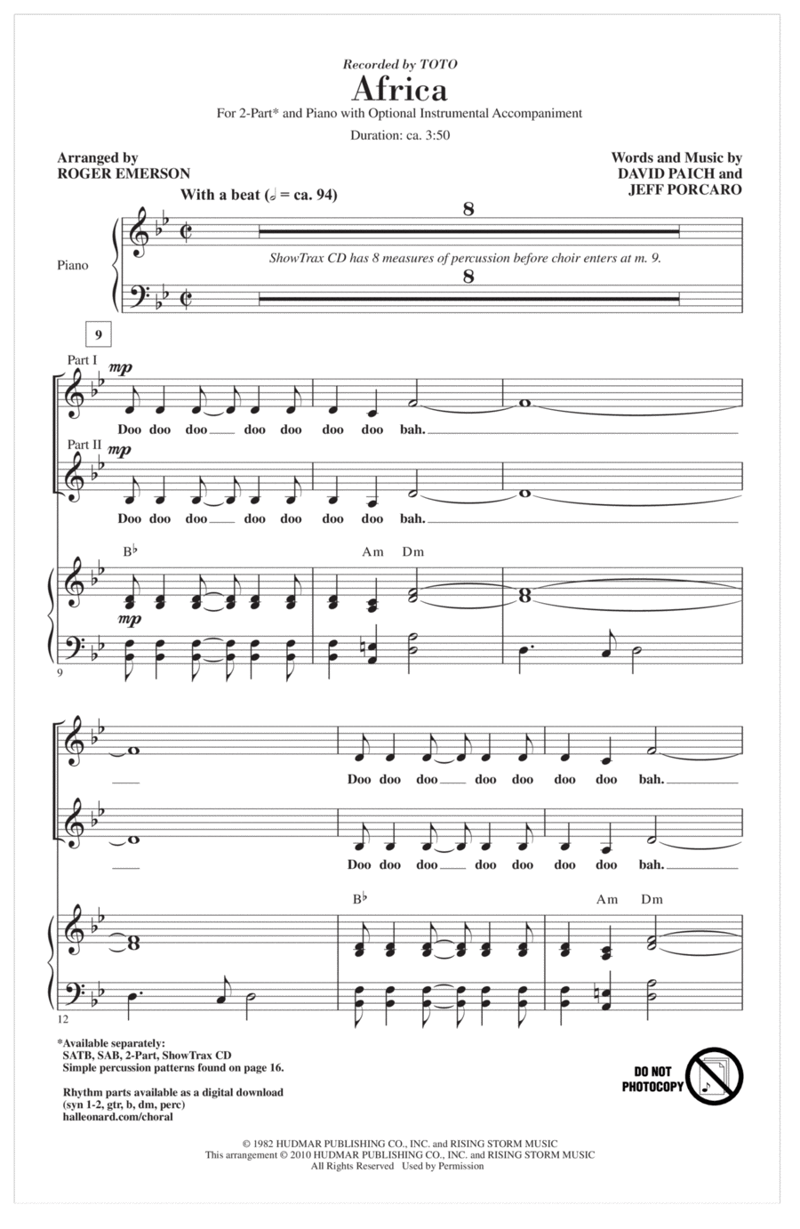 Africa (arr. Roger Emerson) 2-Part scores gallery preview page 1