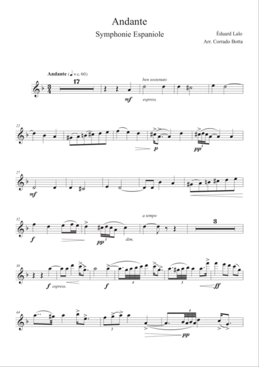 Andante, Edouard Lalo Symphonie Espagnole Flute Solo scores gallery preview page 1